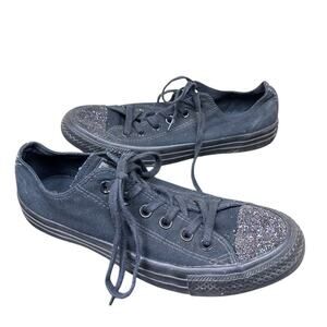 Converse Size 8.5 Navy Blue Glitter Toe Chuck Taylor Unique Skater Girly Sneaker